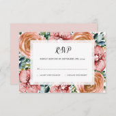 Moderne Bloemen Stoffige Oranje Rozen Orchideeën B RSVP Kaartje (Voorkant / Achterkant)