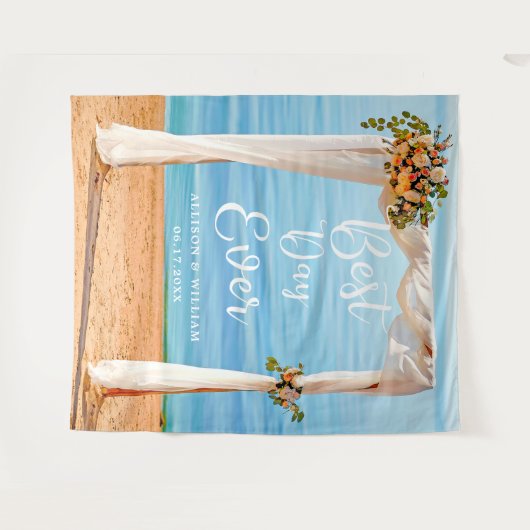 Moderne Bloemen Strand Achtergrond Foto Prop Huwel Wandkleed (Voorkant (horizontaal))