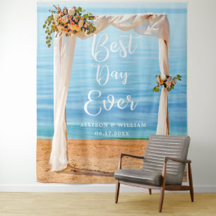 Moderne Bloemen Strand Achtergrond Foto Prop Huwel Wandkleed