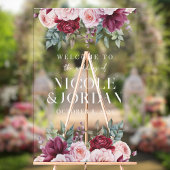 Moderne Bloemen Transparante Huwelijk Welkom Acryl Bord