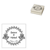 Moderne bloemen trouwdatum rubberstempel (Gestempeld)