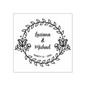 Moderne bloemen trouwdatum rubberstempel (Afrduk)