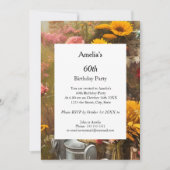 Moderne bloemen van de boerderij Birthday Party Kaart (Voorkant)