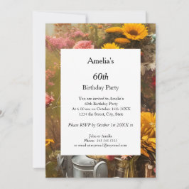 Moderne bloemen van de boerderij Birthday Party Kaart