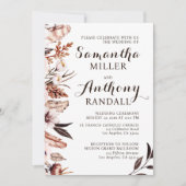 Moderne Bloemen Veren Foilage Bruiloft Uitnodiging (Voorkant)