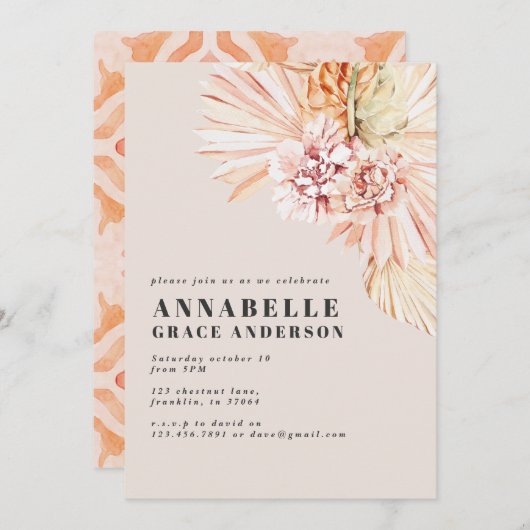 Moderne bloemen verjaardag (Voorkant / Achterkant)