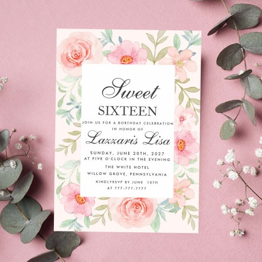 Moderne Bloemen Verjaardag Gouden Feest Sweet Sixt Kaart