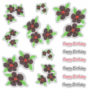 Moderne Bloemen Verjaardag Stickers
