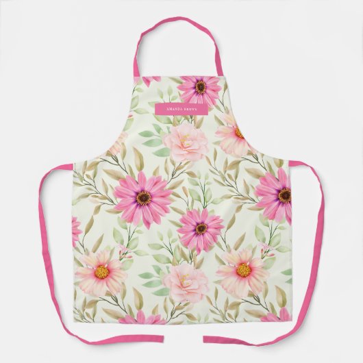 Moderne Bloemen Verse Elegantie Stijlvol Trendy Schort (Voorkant)