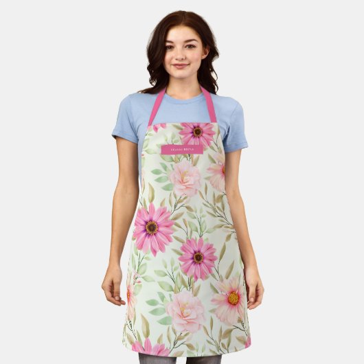 Moderne Bloemen Verse Elegantie Stijlvol Trendy Schort (Gedragen)