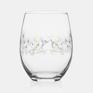 Moderne bloemen Vogel Overlay Bloemen bruiloft Wijnglas Zonder Voet