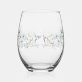 Moderne bloemen Vogel Overlay Bloemen bruiloft Wijnglas Zonder Voet (Achterkant)