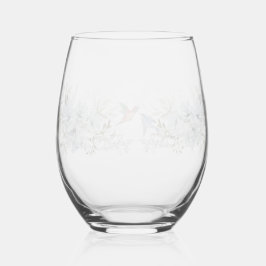 Moderne bloemen Vogel Overlay Bloemen bruiloft Wijnglas Zonder Voet
