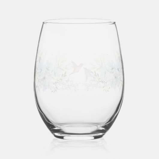 Moderne bloemen Vogel Overlay Bloemen bruiloft Wijnglas Zonder Voet (Voorkant)