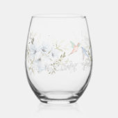 Moderne bloemen Vogel Overlay Bloemen bruiloft Wijnglas Zonder Voet (Voorkant)