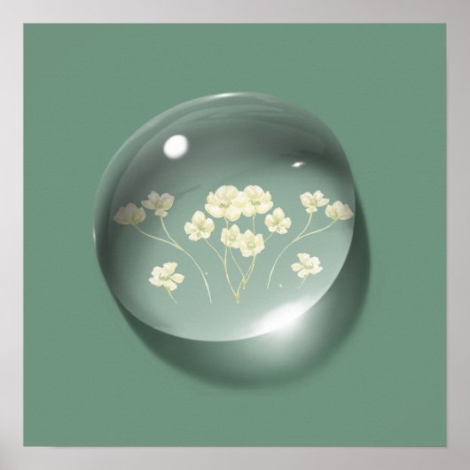 Moderne Bloemen Water Drop Poster (Voorkant)