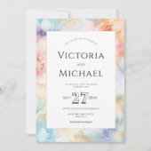 Moderne Bloemen Waterverf Abstracte Bruiloft Sjabl Kaart (Voorkant)