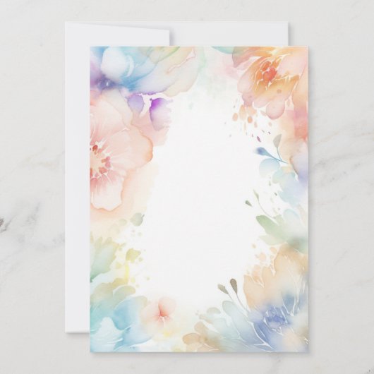 Moderne Bloemen Waterverf Abstracte Bruiloft Sjabl Kaart (Achterkant)