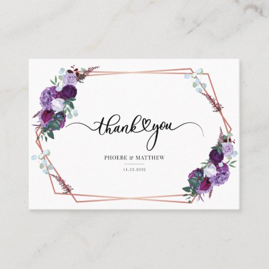 Moderne Bloemen Waterverf bruiloft Dank u kaart Visitekaartje (Voorkant)