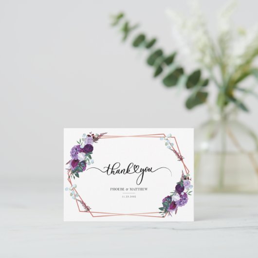 Moderne Bloemen Waterverf bruiloft Dank u kaart Visitekaartje (Staand voorkant)