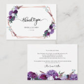 Moderne Bloemen Waterverf bruiloft Dank u kaart Visitekaartje (Voorkant / Achterkant)