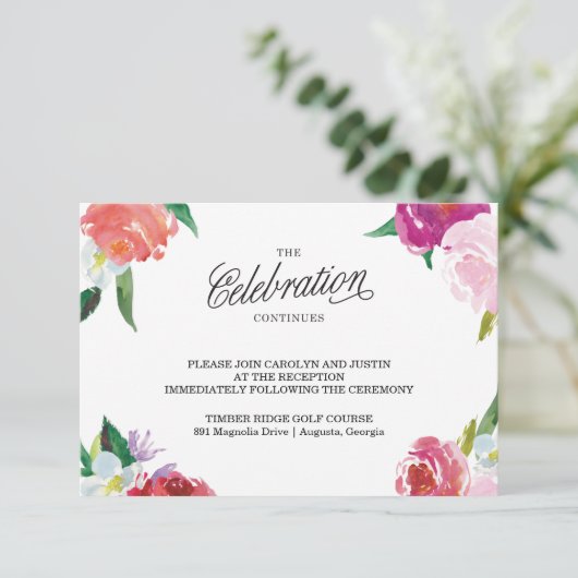 Moderne Bloemen Waterverf Bruiloft RSVP Kaart (Staand voorkant)