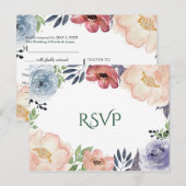 Moderne Bloemen Waterverf Elegant Chic RSVP Bruilo Uitnodiging Briefkaart (Voorkant / Achterkant)