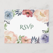 Moderne Bloemen Waterverf Elegant Chic RSVP Bruilo Uitnodiging Briefkaart (Voorkant)