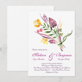 Moderne Bloemen Waterverf Huwelijksuitnodigingen Kaart (Voorkant / Achterkant)