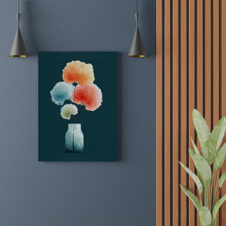 Moderne Bloemen | Waterverf Hydrangea's (40,6 x 50 Canvas Afdruk