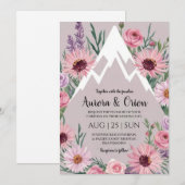Moderne Bloemen waterverf Mountain Wedding Kaart (Voorkant / Achterkant)