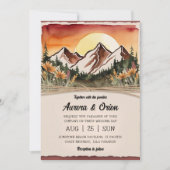 Moderne Bloemen waterverf Mountain Wedding Kaart (Voorkant)