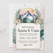 Moderne Bloemen waterverf Mountain Wedding Kaart (Voorkant)