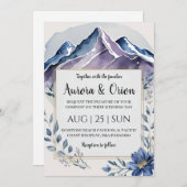 Moderne Bloemen waterverf Mountain Wedding Kaart (Voorkant / Achterkant)