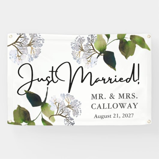 Moderne Bloemen Waterverf Net Getrouwd Auto Banner (Horizontaal)