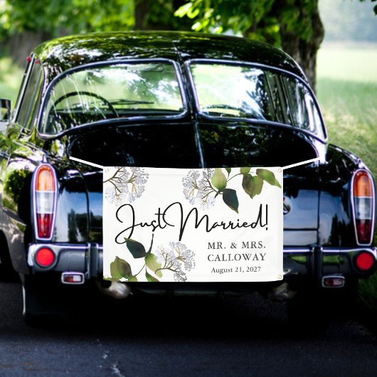 Moderne Bloemen Waterverf Net Getrouwd Auto Banner