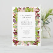 Moderne Bloemen Waterverf Sinaasappel Bruiloft Kaart (Staand voorkant)