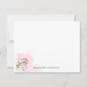 Moderne Bloemen Waterverf Splash Fuchsia Roze pioe Notitiekaartje (Voorkant)