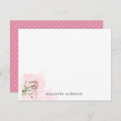 Moderne Bloemen Waterverf Splash Fuchsia Roze pioe Notitiekaartje (Voorkant / Achterkant)