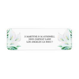 Moderne Bloemen Waterverf Witte Calla Lily Bruilof Etiket