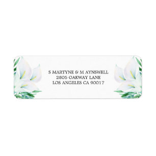 Moderne Bloemen Waterverf Witte Calla Lily Bruilof Etiket