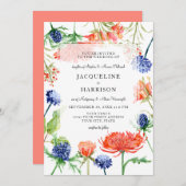 Moderne Bloemen Waterverf Zomerkoraal Mum Thistle Kaart (Voorkant / Achterkant)