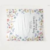 Moderne Bloemen Wildbloemen Bruiloft Foto Achtergr Wandkleed (Voorkant (horizontaal))