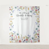 Moderne Bloemen Wildbloemen Bruiloft Foto Achtergr Wandkleed (Voorkant)