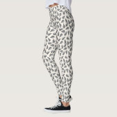 Moderne Bloemen Wit en Zwart Flick Patroon Leggings (Links)