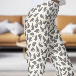 Moderne Bloemen Wit en Zwart Flick Patroon Leggings