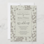 Moderne Bloemen Zacht Grijs Huwelijksuitnodiging Q Kaart (Voorkant)