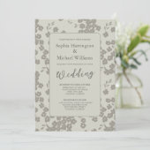 Moderne Bloemen Zacht Grijs Huwelijksuitnodiging Q Kaart (Staand voorkant)