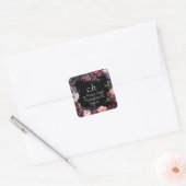 Moderne bloemen zoete pioenen retour adreslabels vierkante sticker (Envelop)
