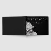 Moderne Bloemen Zwart-wit Bruiloft Gastenboek (Volledig)